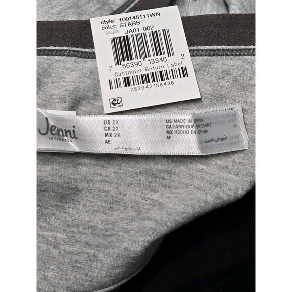 Jenni Set Of 2 Womens Plus 2XL Cotton Hipster Panties Underwear Gray Stars - Picture 7 of 8